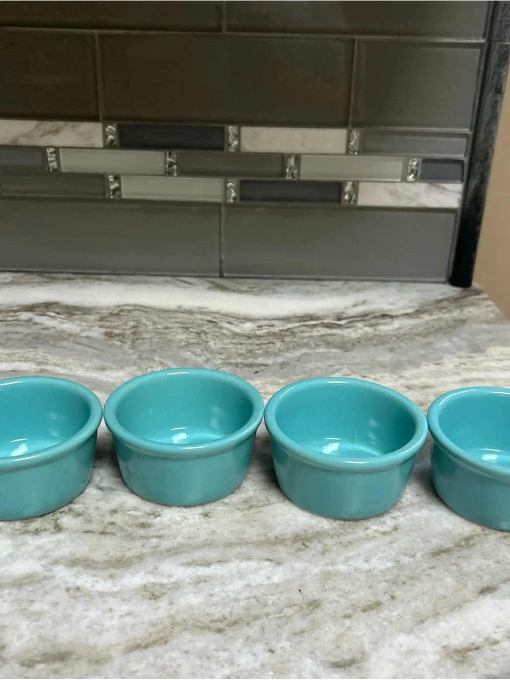 Chantal Ramekins Set Of 4 Turquoise Blue Baking Dish Custard 1/2 Cup holiday